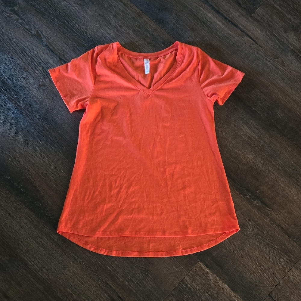 LuLaRoe Bright Orange V-Neck Short Sleeve Top